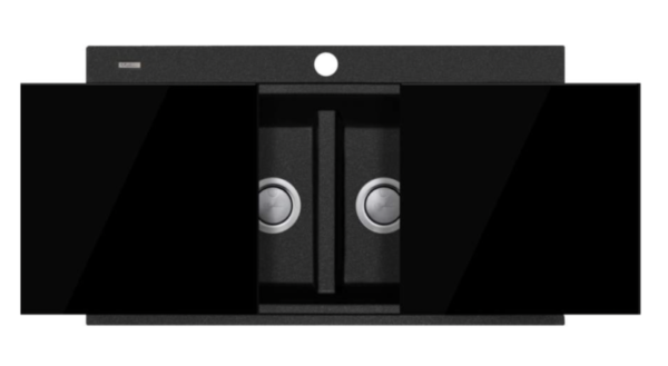 Oliveri 'Santorini' Double Bowl Topmount Sink With Glass Top_Open