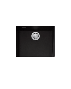 OLIVERI SANTORINI SINGLE BOWL SINK WITH OVERFLOW, BLACK GRANITE FINISH