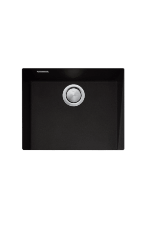 OLIVERI SANTORINI SINGLE BOWL SINK WITH OVERFLOW, BLACK GRANITE FINISH