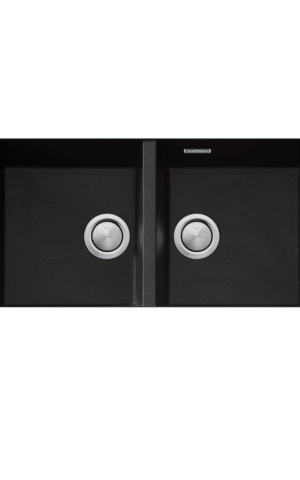 OLIVERI SANTORINI DOUBLE BOWL UNDERMOUNT SINK WITH OVERFLOW - BLACK GRANITE FINISH