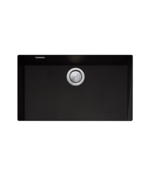 Oliveri Santorini single bowl undermount sink. Black granite finish With overflow