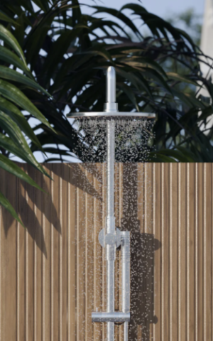 Meir Round Shower On Rail - Outdoor Range