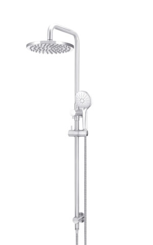 Meir round combination shower rail with three function hand showers 200mm rose - chrome finish