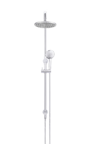 Meir round combination shower rail with three function hand showers 200mm rose - chrome finish