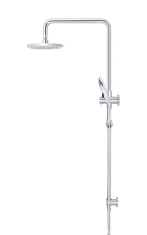 Meir round combination shower rail with three function hand showers 200mm rose - chrome finish