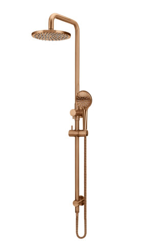 MEIR ROUND COMBINATION SHOWER RAIL, 200MM ROSE, SINGLE FUNCTION HAND SHOWER IN PVD LUSTRE BRONZE FINISH