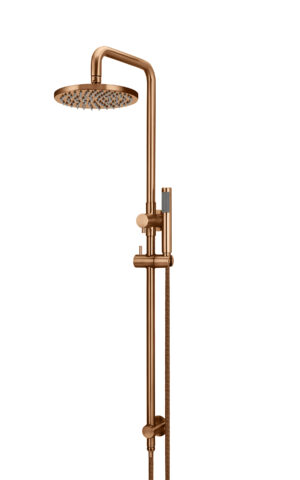 MEIR ROUND COMBINATION SHOWER RAIL, 200MM ROSE, SINGLE FUNCTION HAND SHOWER IN PVD LUSTRE BRONZE