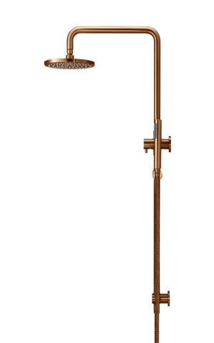 MEIR ROUND COMBINATION SHOWER RAIL, 200MM ROSE, SINGLE FUNCTION HAND SHOWER IN PVD LUSTRE BRONZE FINISH