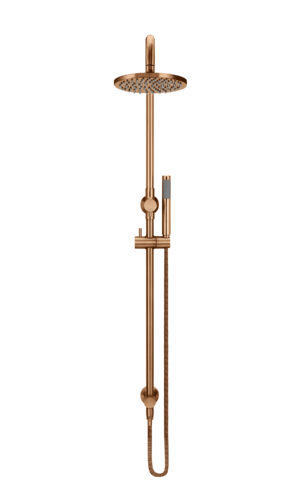 MEIR ROUND COMBINATION SHOWER RAIL, 200MM ROSE, SINGLE FUNCTION HAND SHOWER IN PVD LUSTRE BRONZE FINISH