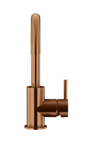 Meir Gooseneck Basin Mixer with Cold start in PVD Lustre Bronze finish