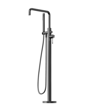 NERO OPAL FREESTANDING BATH MIXER WITH HAND SHOWER GRAPHITE FINISH