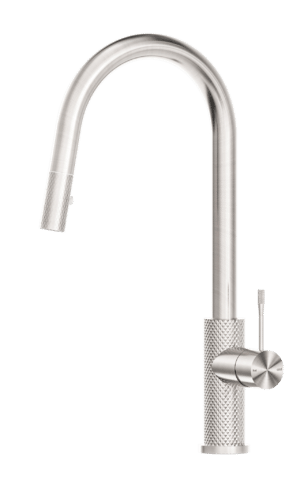 Nero 'Opal' Pull Out Sink Mixer with a veggie spray. Brushed Nickel finish