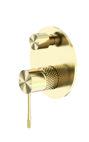 Nero 'Opal' Shower Mixer & Diverter on a plate, in Brushed Gold finish