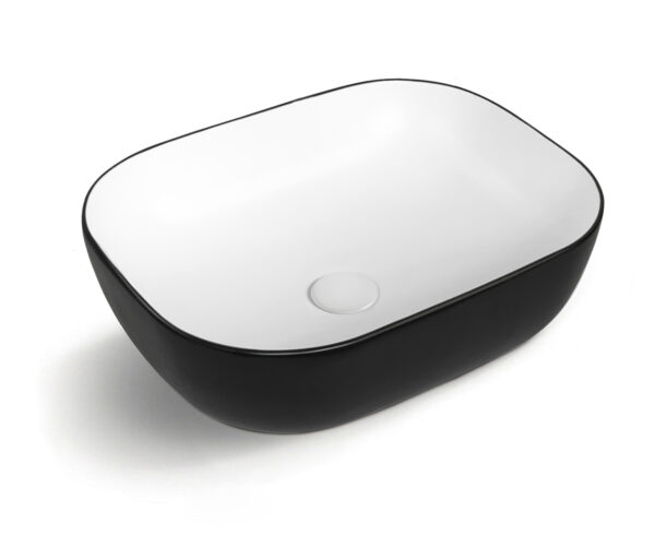 Otti Oval Abovemount Basin in Matte Black & White finish. Ceramic