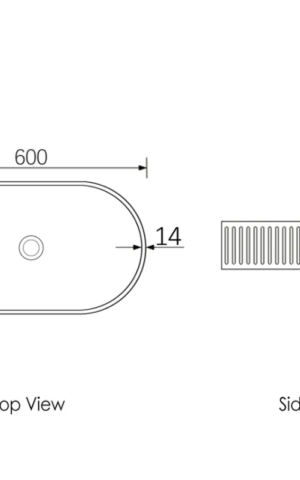 Otti 'Hudson' Concrete Basin - Oval, Matte white finish, spec sheet