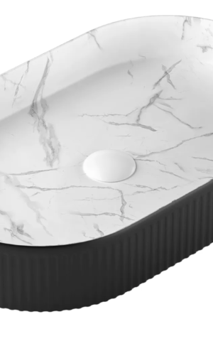 KENSINGTON 580X360X100 OVAL BASIN MATTE BLACK & WHITE FINISH