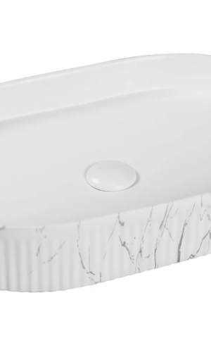 KENSINGTON 580X360X100 OVAL BASIN MATTE WHITE MARBLE FINISH