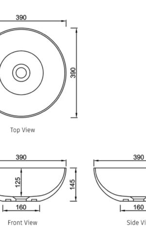 Otti Cast Stone Basin: London matte white finish (390x390) Spec sheet