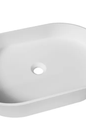 Otti Cast Stone Basin: Noosa matte white finish (585x385)