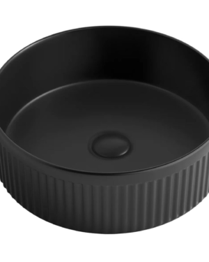 Otti 'Oxford' Fluted round basin (395x395) in Matte Black finish