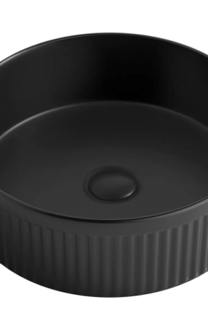 Otti 'Oxford' Fluted round basin (395x395) in Matte Black finish