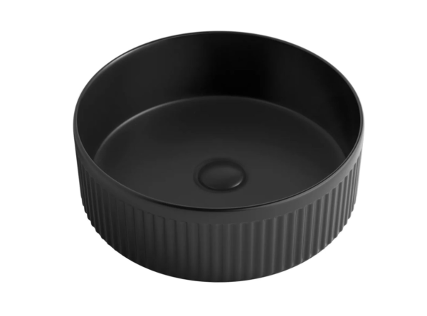 Otti 'Oxford' Fluted round basin (395x395) in Matte Black finish