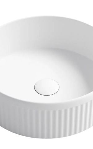 Otti 'Oxford' Fluted round basin (395x395) in Gloss White finish