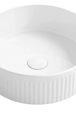 Otti 'Oxford' Fluted round basin (395x395) in Matte White finish