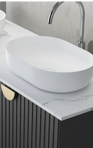 Otti Cast Stone Basin: Portofino matte white finish (500x345)