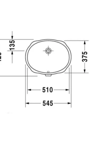 OTTI 'SOTTO' UNDERMOUNT BASIN, GLOSS WHITE GLAZING, WITH OVERFLOW, NO TAPHOLE (SKU: IS9016) SPEC SHEET