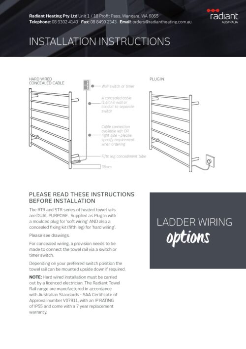 towelrailfittinginstructions Tap & Sink Contemporary Living Pty Ltd