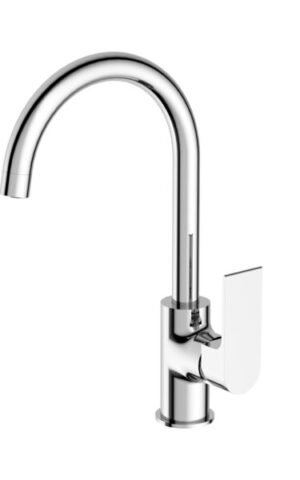 Nero 'Bianca' Kitchen Mixer Gooseneck Spout. Chrome finish