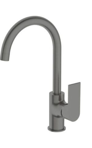 Nero 'Bianca' Kitchen Mixer Gooseneck Spout. Gunmetal grey finish