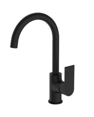 Nero 'Bianca' Kitchen Mixer Gooseneck Spout. Matte Black finish