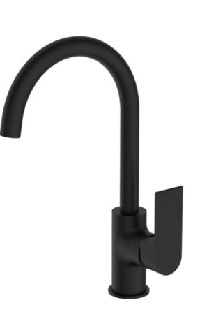 Nero 'Bianca' Kitchen Mixer Gooseneck Spout. Matte Black finish