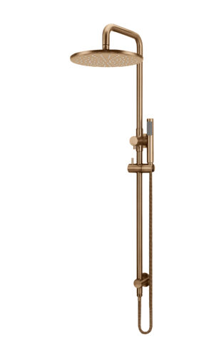 Meir Round Combination Shower Rail, 300mm Rose , Single Function Hand Shower in PVD Lustre Bronze finish