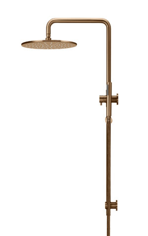 Meir Round Combination Shower Rail, 300mm Rose , Single Function Hand Shower in PVD Lustre Bronze finish