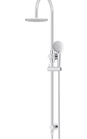 Meir Round Gooseneck Shower Set: 200mm Rose & Single-Function Hand Shower. Chrome finish. 200MM Rose