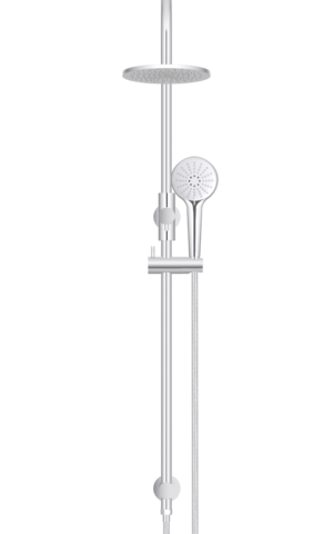 Meir Round Gooseneck Shower Set: 200mm Rose & Single-Function Hand Shower. Chrome finish. 200MM Rose