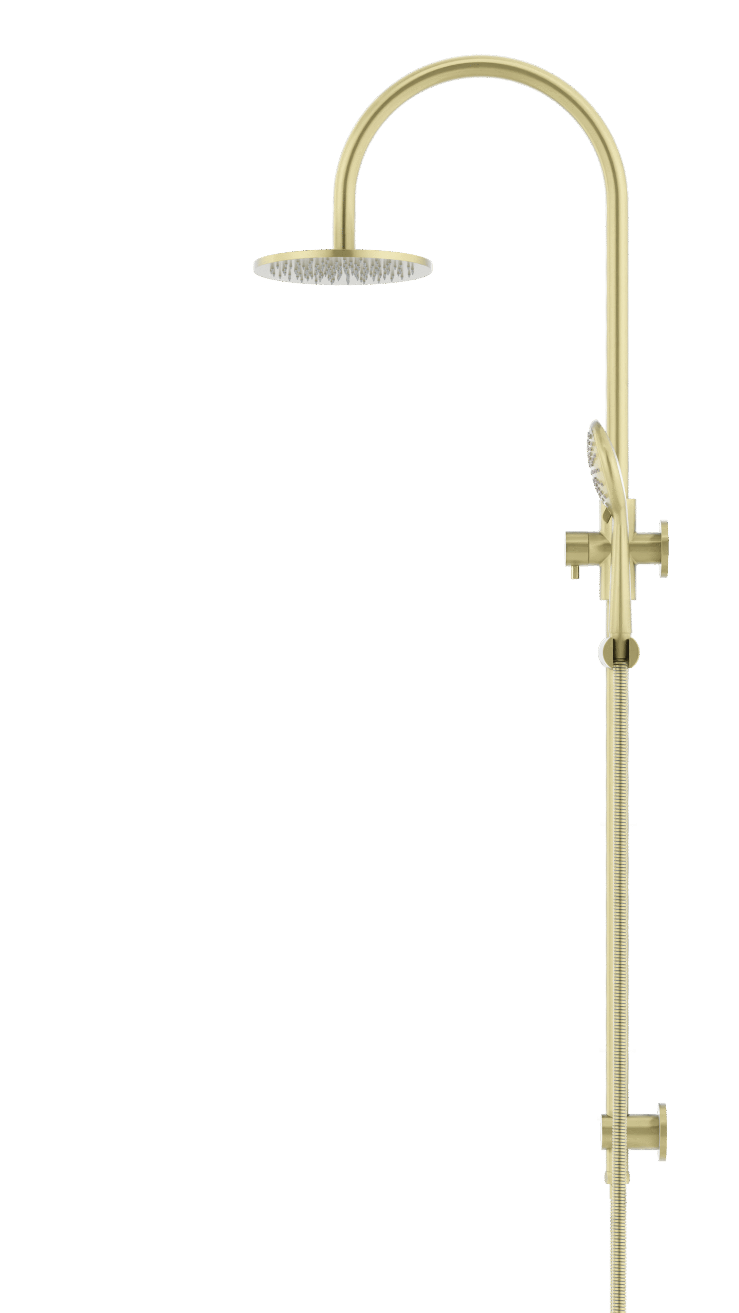 MZ0904-PVDBB_Meir_TigerBronze_profile | Tap & Sink Contemporary Living Pty Ltd Meir Round Gooseneck Shower Set: 200mm Rose & Single-Function Hand Shower. PVD Tiger Bronze Gold finish. 200MM Rose
