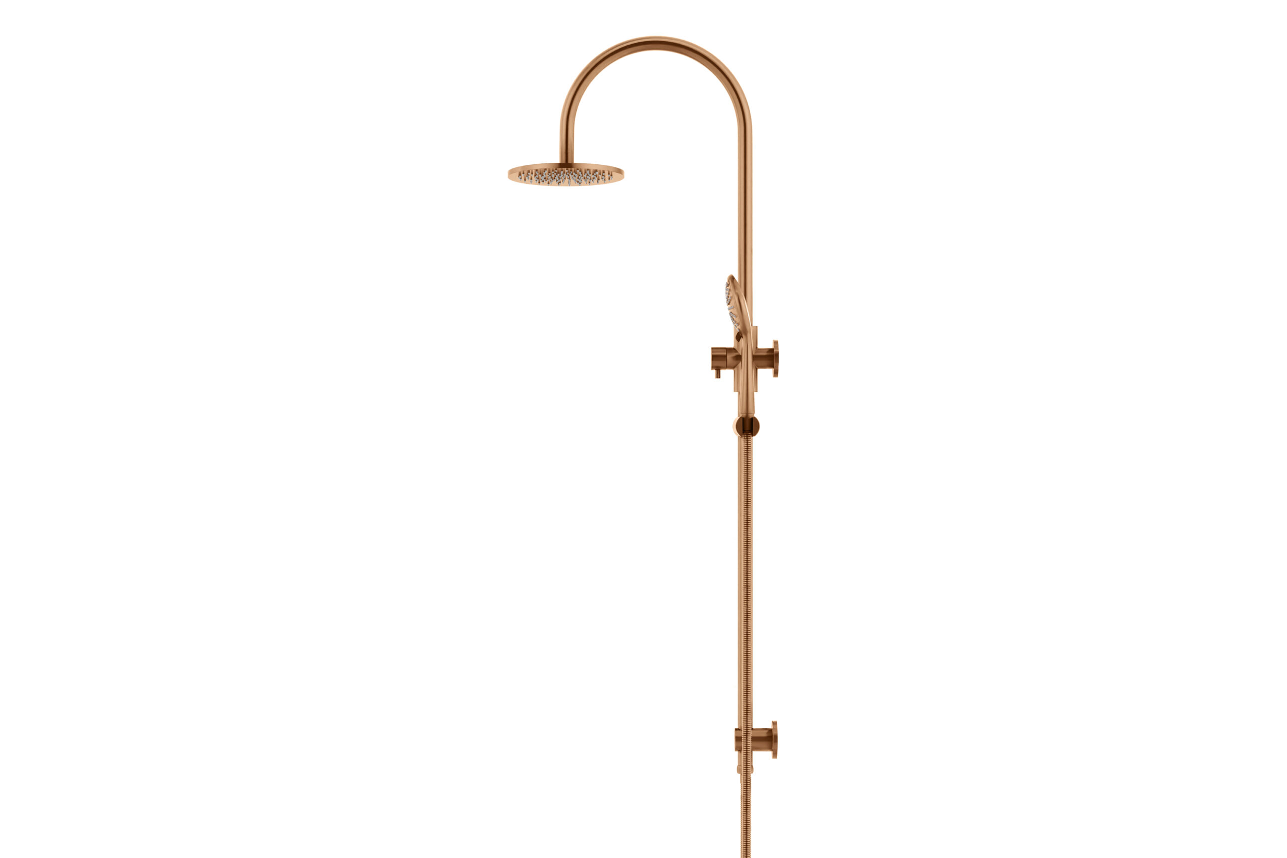 MZ0904-PVDBZ_Meir_Lustre_Bronze_200mm_Round_Overhead_Shower_Rail_Three_Function_Hand_Shower-2 | Tap & Sink Contemporary Living Pty Ltd Meir Round Overhead Shower Rail with Three Function Hand Shower in PVD Lustre Bronze finish, 200mm Shower Head