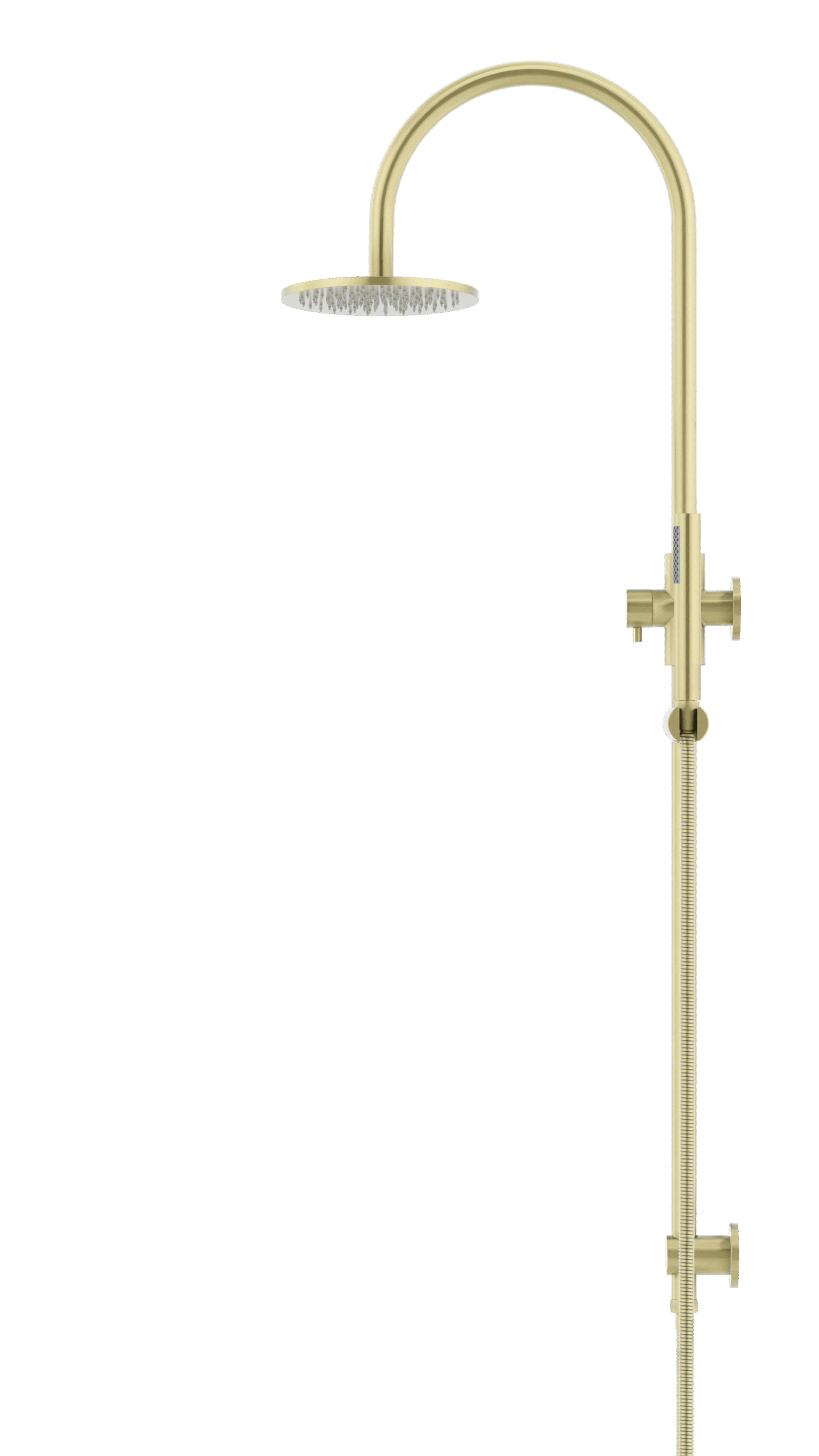 MZ0904-R-PVDBB_Meir_TigerBronze_profile | Tap & Sink Contemporary Living Pty Ltd Meir Round Gooseneck Shower Set: 200mm Rose & Single-Function Hand Shower. PVD Tiger Bronze Gold finish