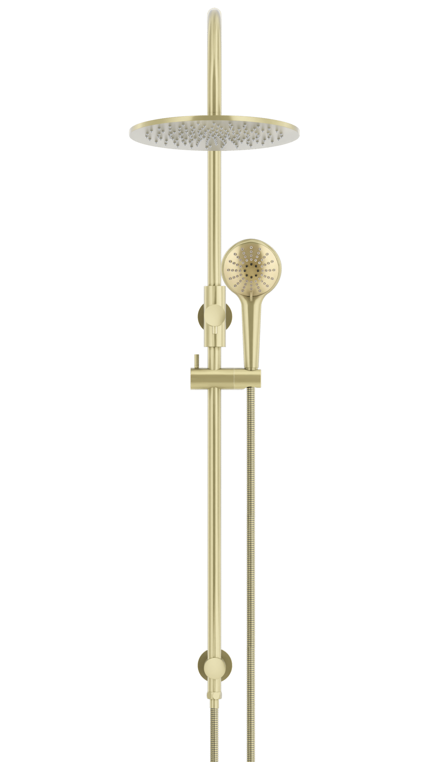 MZ0906-PVDBB_Meir_TigerBronze_front | Tap & Sink Contemporary Living Pty Ltd Meir Round Gooseneck Shower Set: 300mm Rose & Single-Function Hand Shower. PVD Tiger Bronze Gold finish.