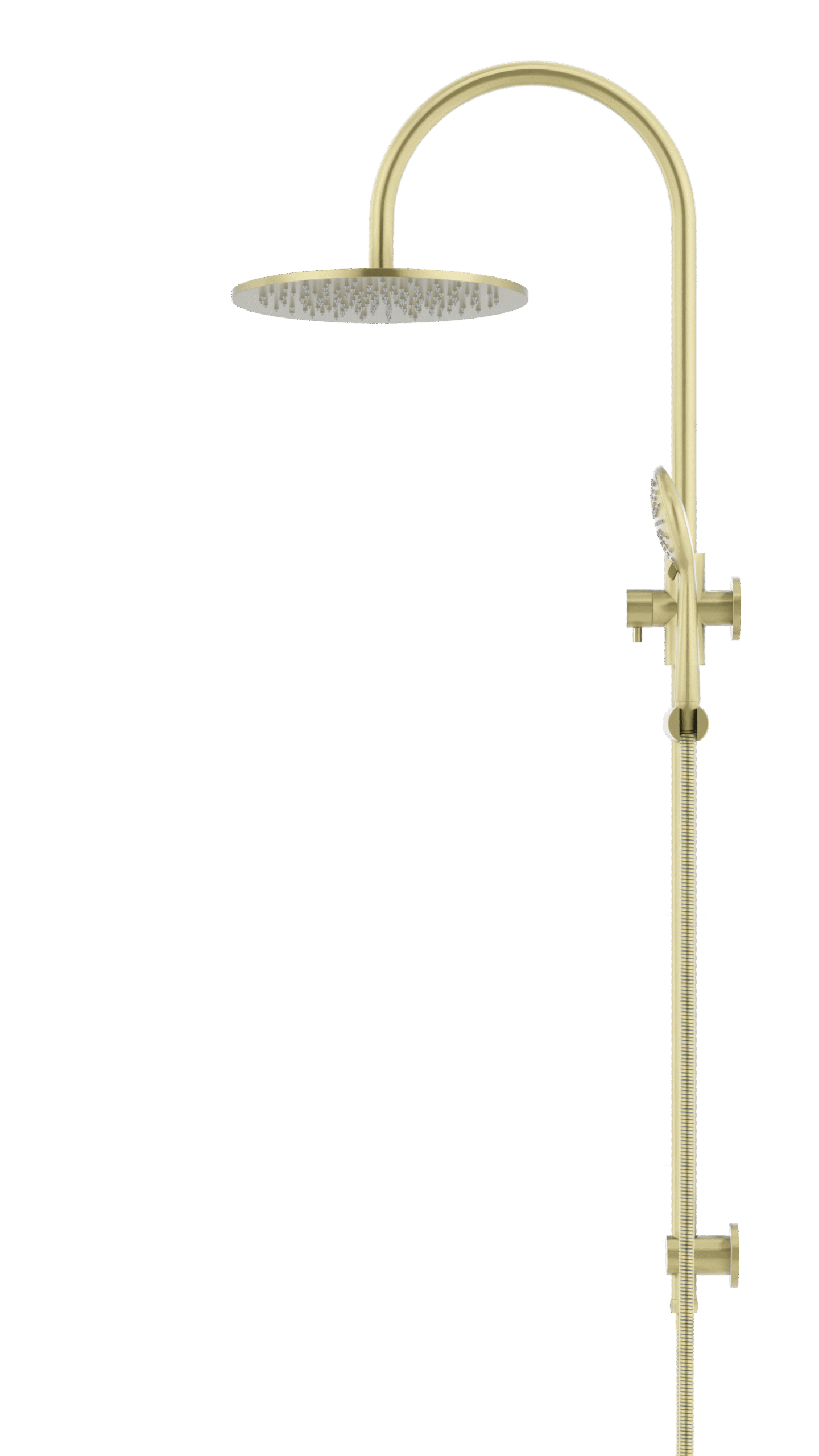 MZ0906-PVDBB_Meir_TigerBronze_profile | Tap & Sink Contemporary Living Pty Ltd Meir Round Gooseneck Shower Set: 300mm Rose & Single-Function Hand Shower. PVD Tiger Bronze Gold finish.