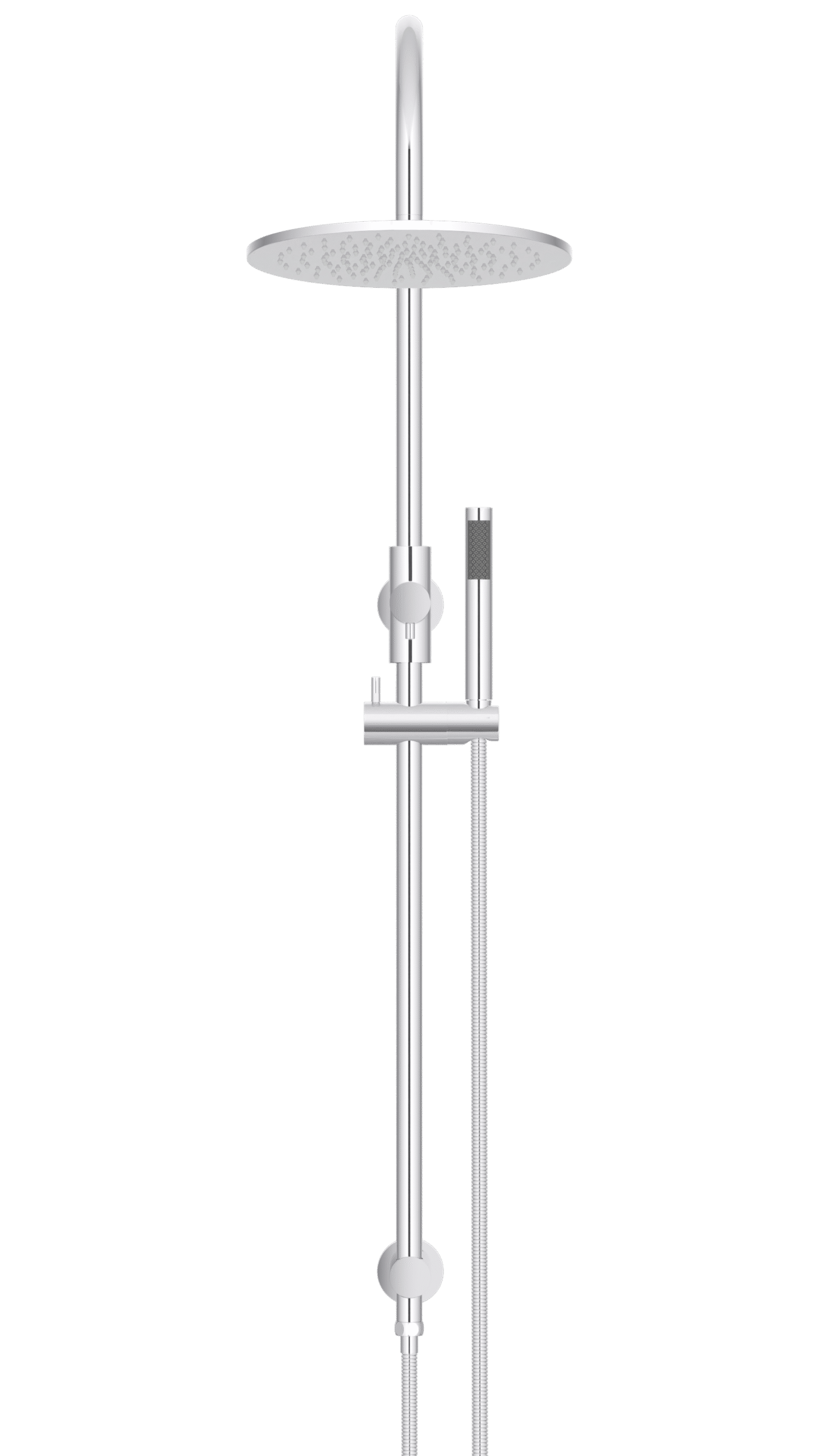 MZ0906-R-C Meir Polished_Chrome_front | Tap & Sink Contemporary Living Pty Ltd Meir Round Gooseneck Shower Set: 300mm Rose & Single-Function Hand Shower. Chrome finish