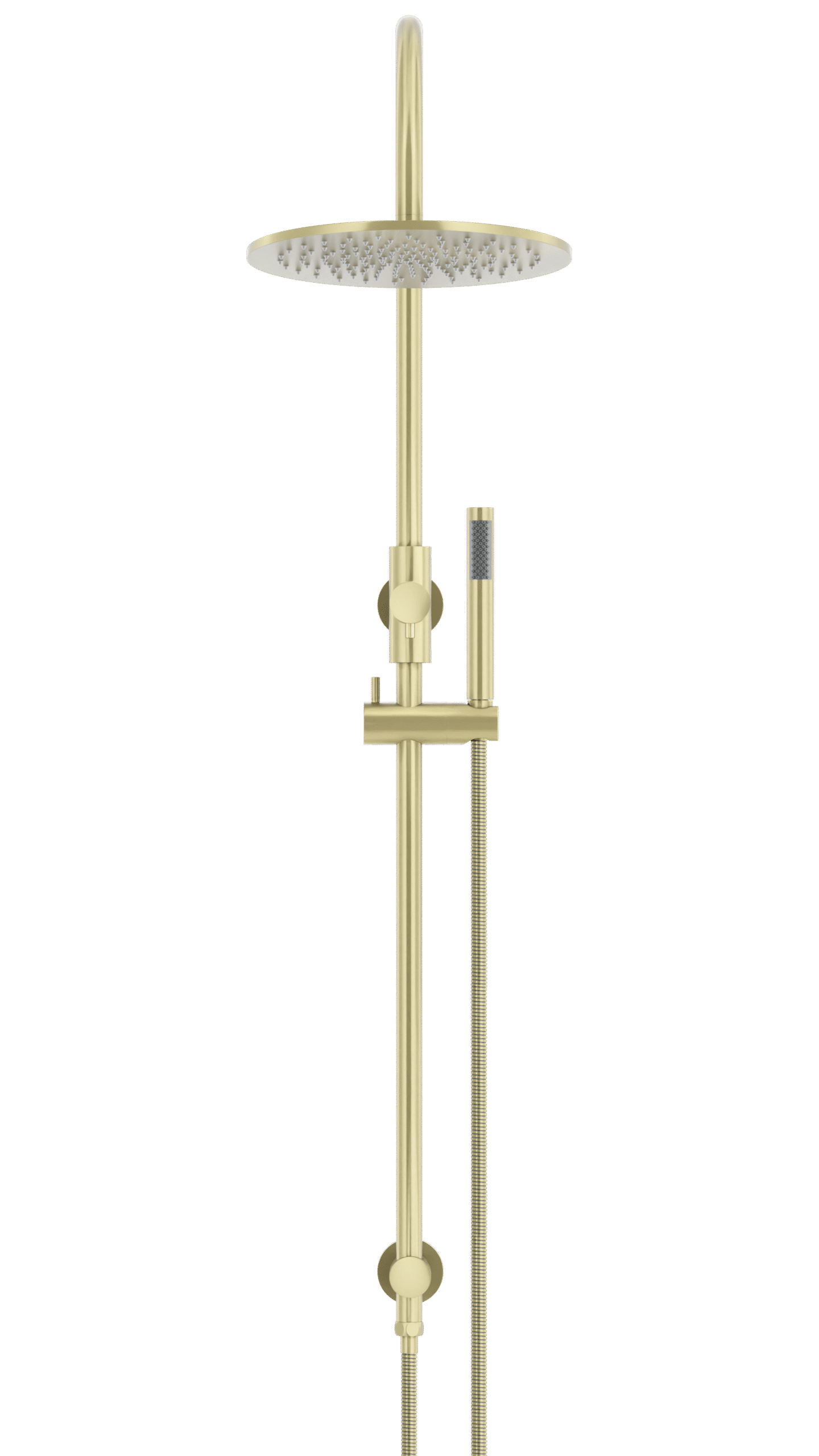 MZ0906-R-PVDBB_Meir_TigerBronze_front | Tap & Sink Contemporary Living Pty Ltd Meir Round Gooseneck Shower Set: 300mm Rose & Single-Function Hand Shower. PVD Tiger Bronze Gold finish