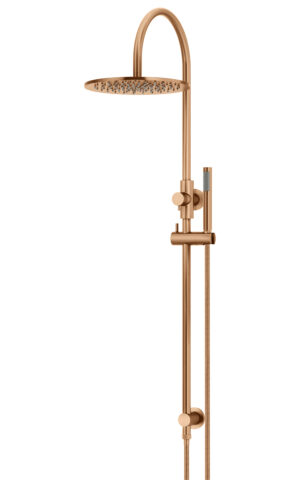 Meir 300mm Round Overhead Shower Rail, Single Function Hand Shower in PVD Lustre Bronze finish