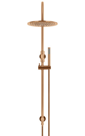 Meir 300mm Round Overhead Shower Rail, Single Function Hand Shower in PVD Lustre Bronze finish