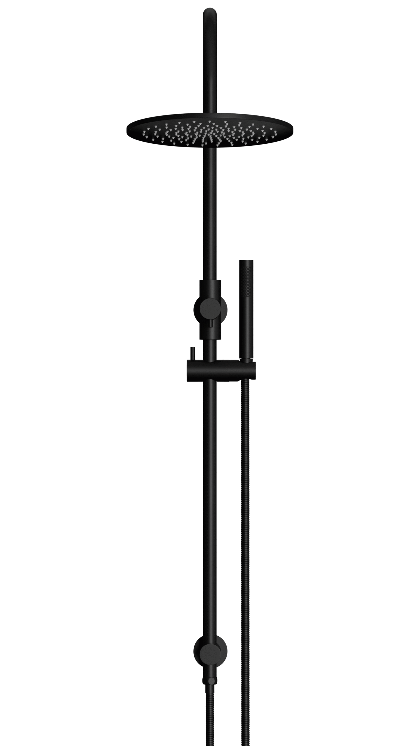 MZ0906-R_MatteBlack_front | Tap & Sink Contemporary Living Pty Ltd Meir Round Gooseneck Shower Set: 300mm Rose & Single-Function Hand Shower. Matte Black finish
