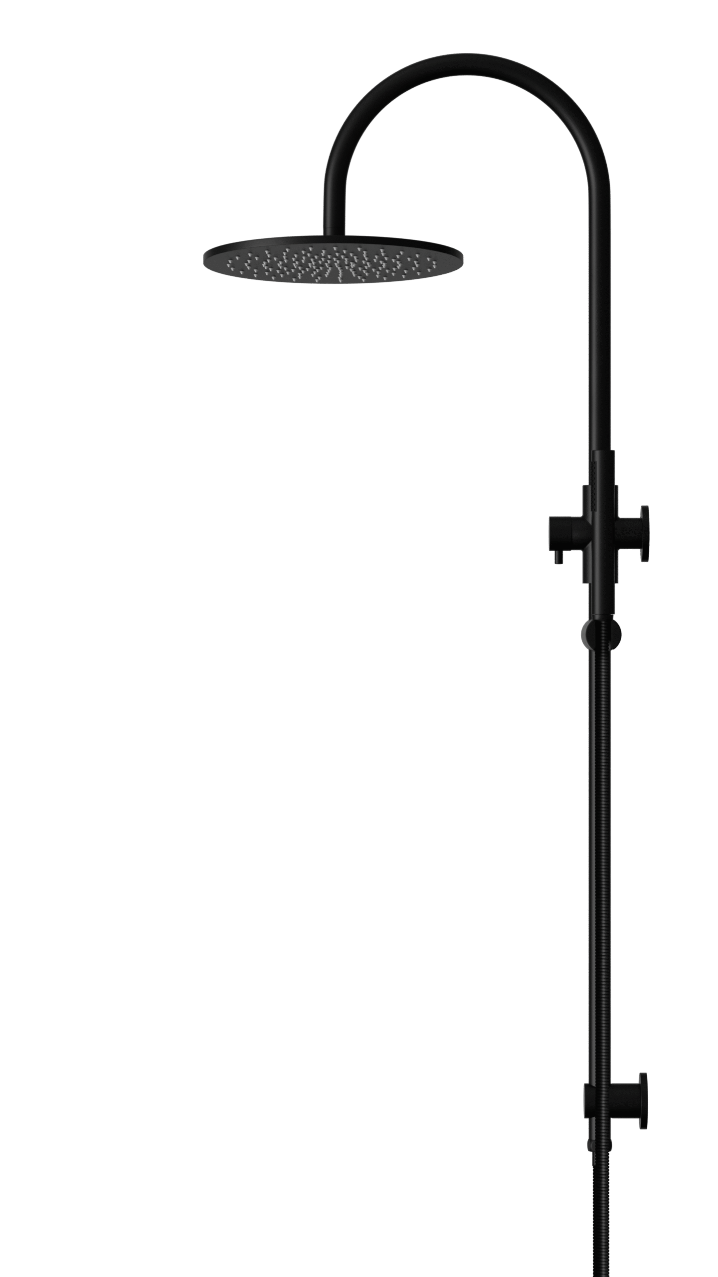 MZ0906-R_MatteBlack_profile | Tap & Sink Contemporary Living Pty Ltd Meir Round Gooseneck Shower Set: 300mm Rose & Single-Function Hand Shower. Matte Black finish